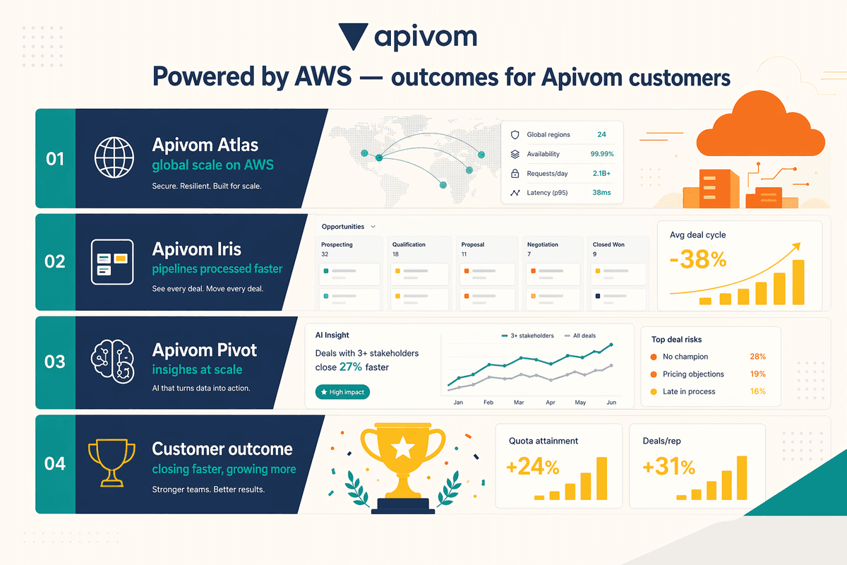 La plateforme CRM Apivom IrisOne exécutée sur l’infrastructure cloud AWS pour la gestion des abonnements Autodesk et Microsoft