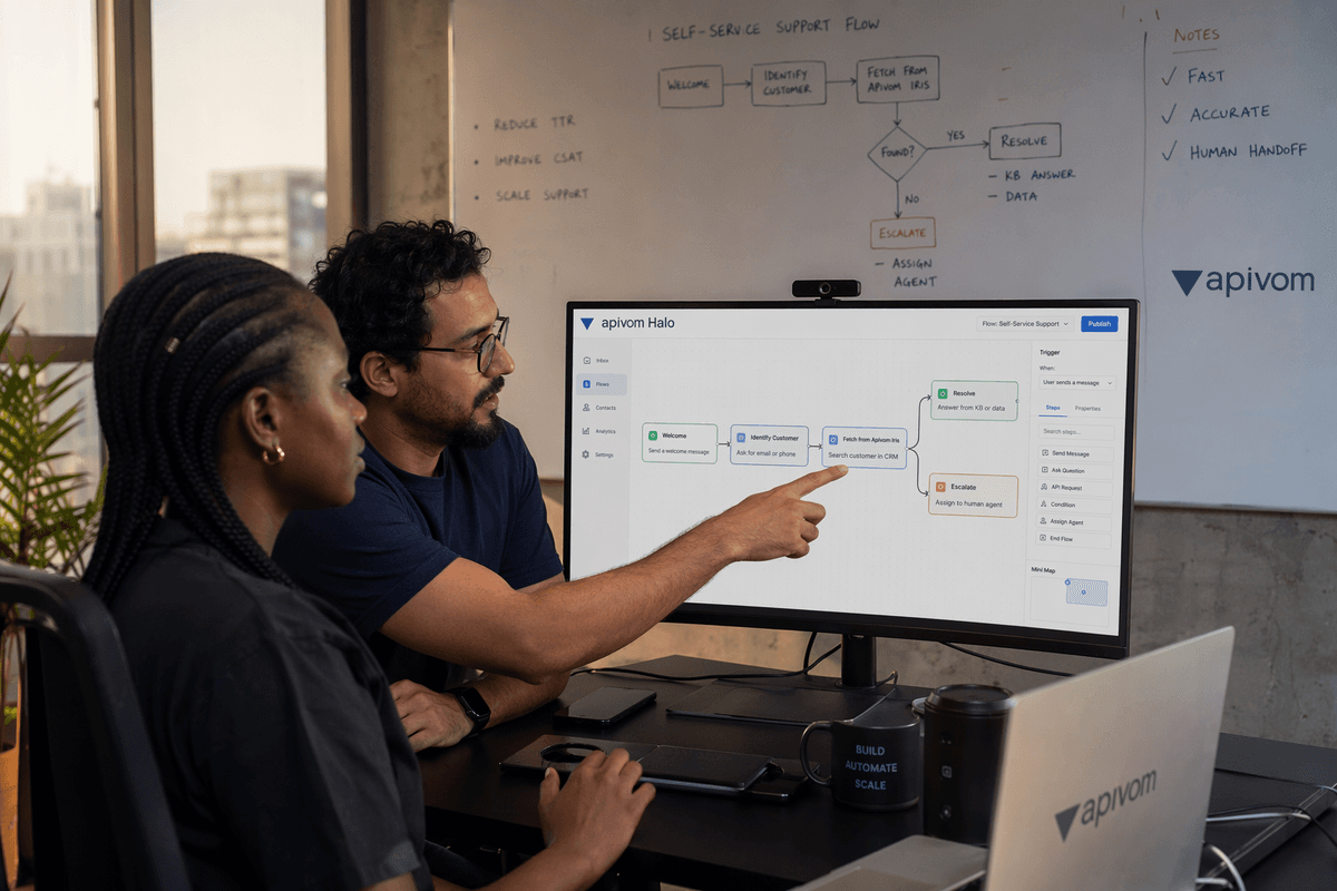Chatbot de self-service WhatsApp affichant la vérification du statut d’une licence Autodesk et une demande de devis Adobe Creative Cloud pour des clients B2B
