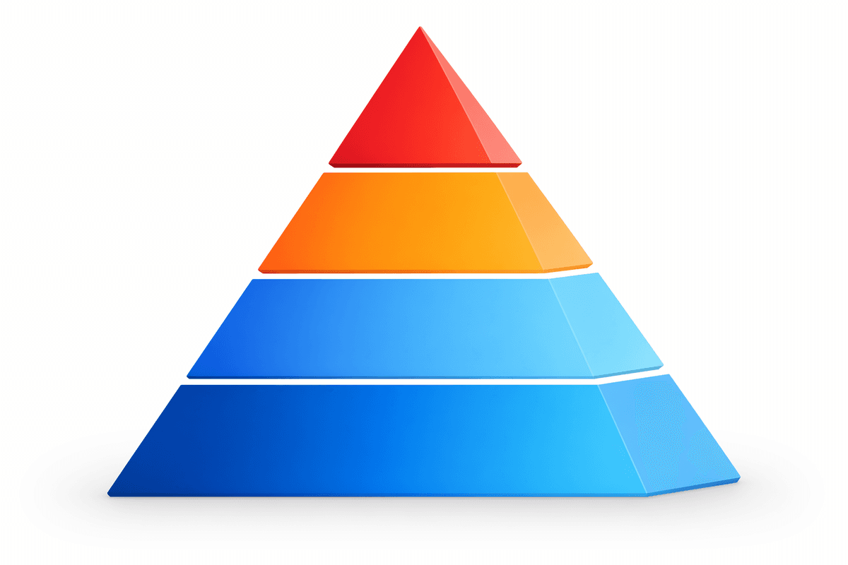 Pyramide présentant quatre niveaux de risque de l’IA, du minimal à l’inacceptable